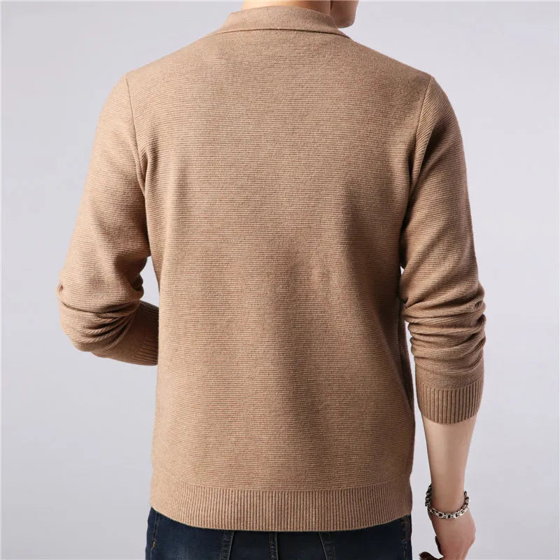maoxiangshop High Quality Cardigan Men Knitting Sweaterscoat Autumn Winter Casual Sweater Jackets Solid Turn Down Collar Knitted Cardigan Man