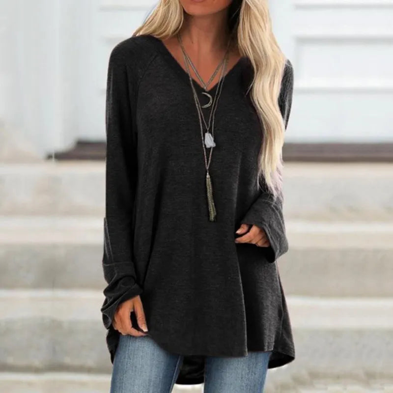 maoxiangshop Female Clothes New Spring Autumn S-8XL Oversized T-shirt Solid Long Sleeve Loose Cotton Casual Harajuku Tunic Tees Top Women's
