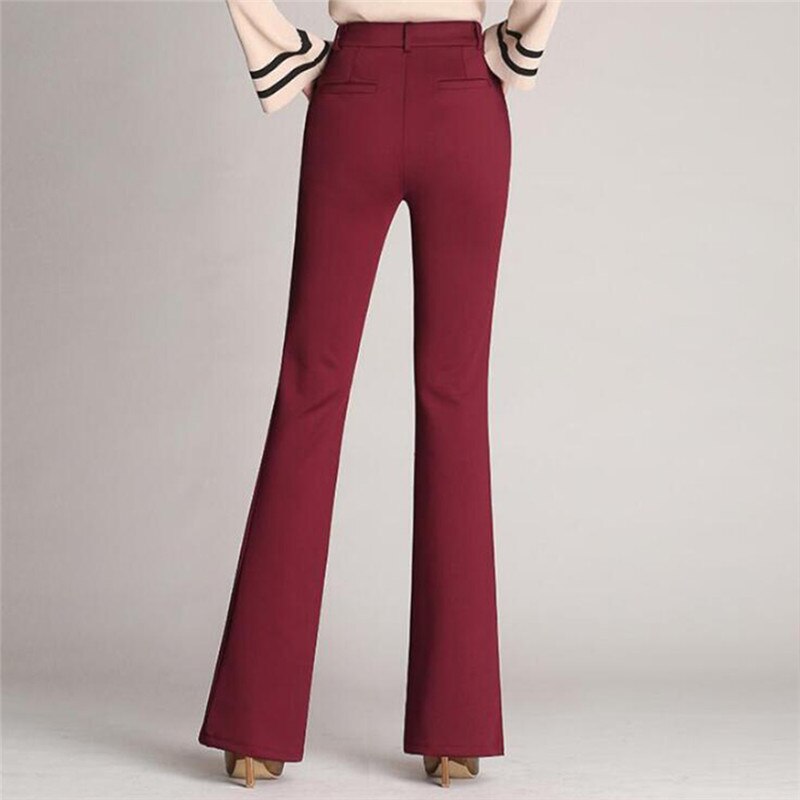 maoxiangshop Women's Pants Fashion Casual Loose Slim Flared Trousers High Waist Formal Trousers For Woman Skinny Solid Office Lady Wear