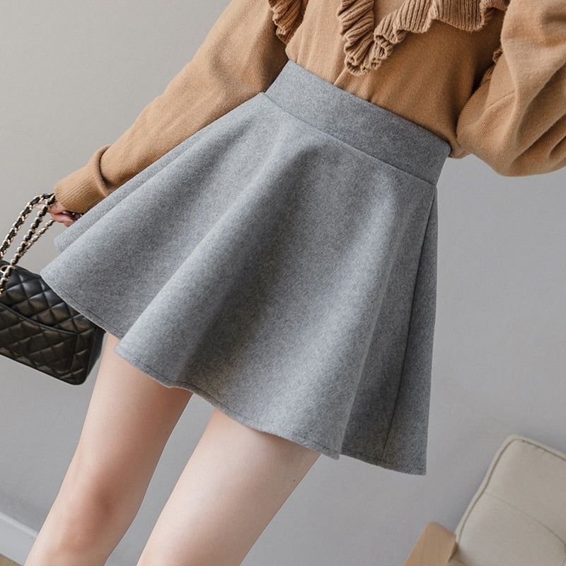 maoxiangshop PU Pleated Skirt Autumn Women Solid Color Leather Winter Skirts Womens Slim High Waist Saia Faldas Chic Zipper Mini Skirt