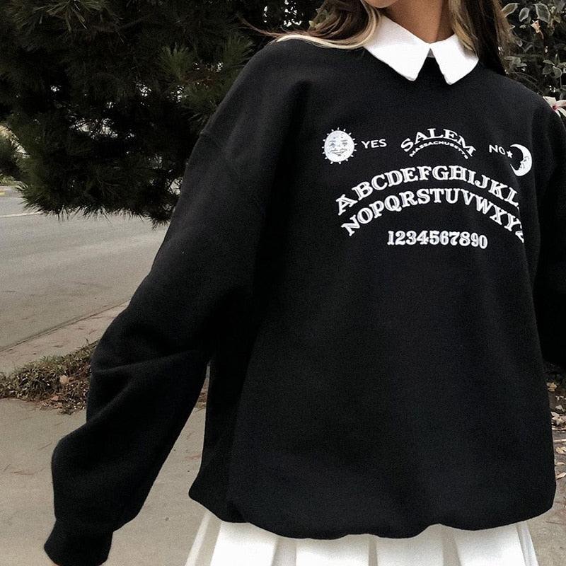 Autumn Punk Black Sweatshirts Tops Gothic Grunge Oversized Hoodie Streetwear Womens Hip-hop Cool Couple High Street Pullovers