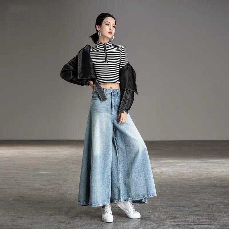 maoxiangshop Baggy Jeans Women High Waist Blue Summer Wide Leg Jeans for Women's Korean Fashion Oversize Pants Woman