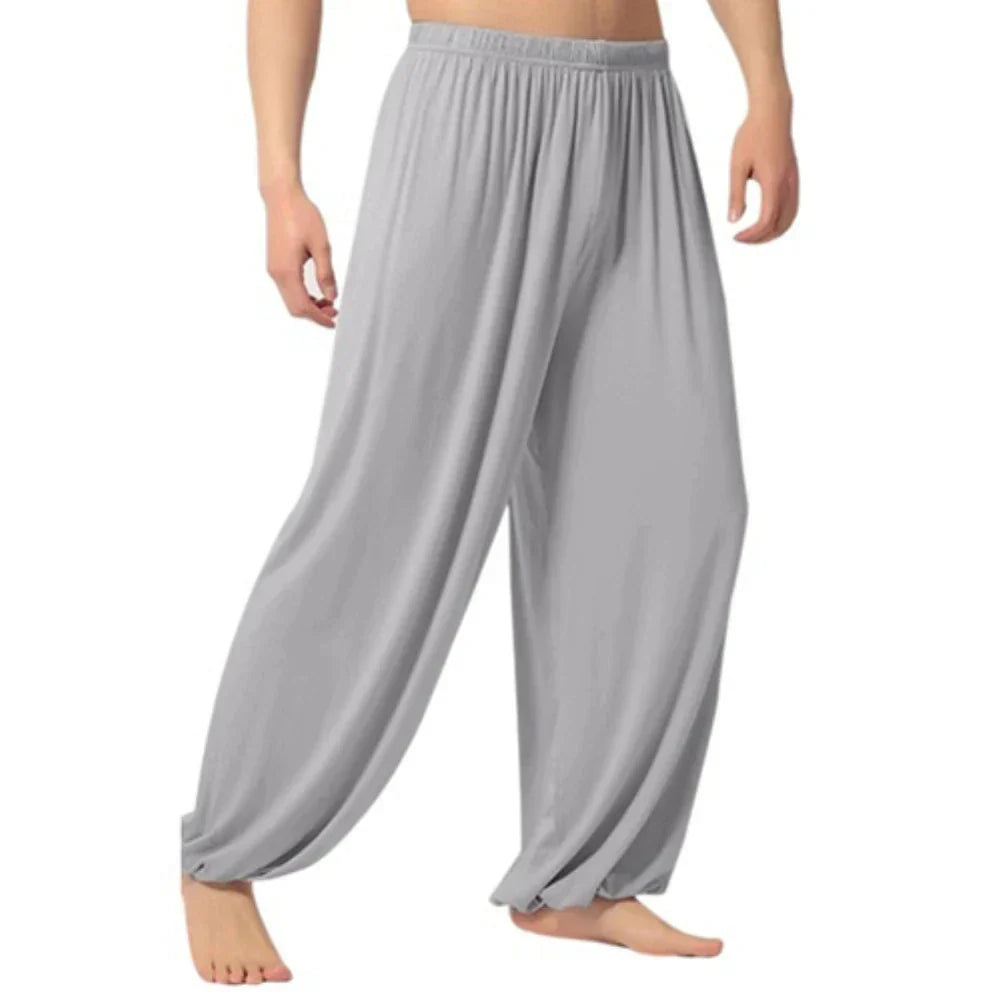 maoxiangshop Yoga Pants Men\'s Casual Solid Color Baggy Trousers Belly Dance Yoga Harem Pants Slacks sweatpants Trendy Loose Dance Clothing