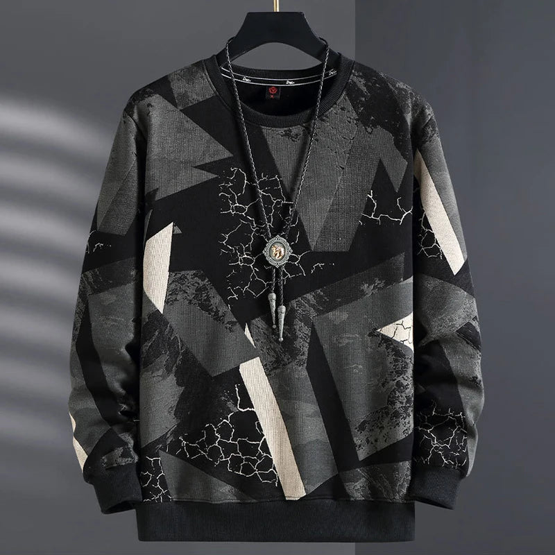 maoxiangshop Autumn Winter Fleece Sweatshirts Men Plus Szie 9XL 10XL Sweatshirt Fashion Hip Hop Geometric Graffiti Pullover Male Baggy Tops