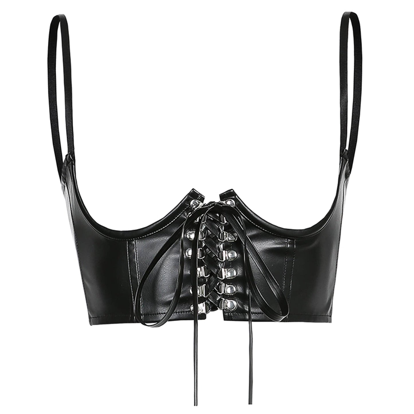 maoxiangshop Women Garters faux Leather Vest Metal Buckle Lace Up Tight Fitting Camisole Blouse Female Waist Belt Straps Suspenders Belt