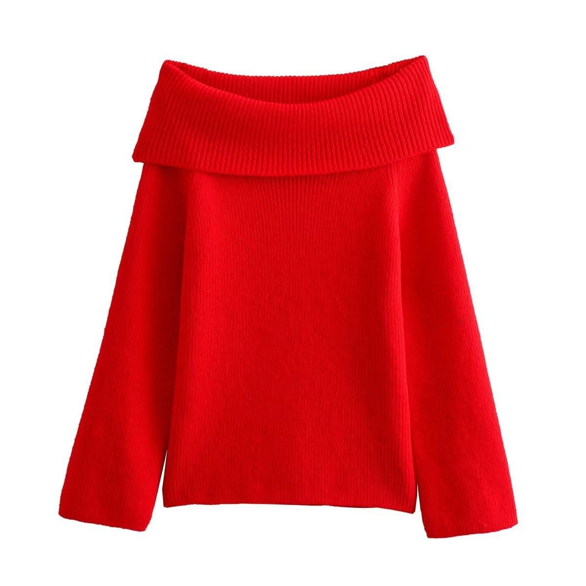 college fall outfits Women's Clothing Autumn and Winter New Fashion 4-Color Right-Angle off-Neck Sweater Top
