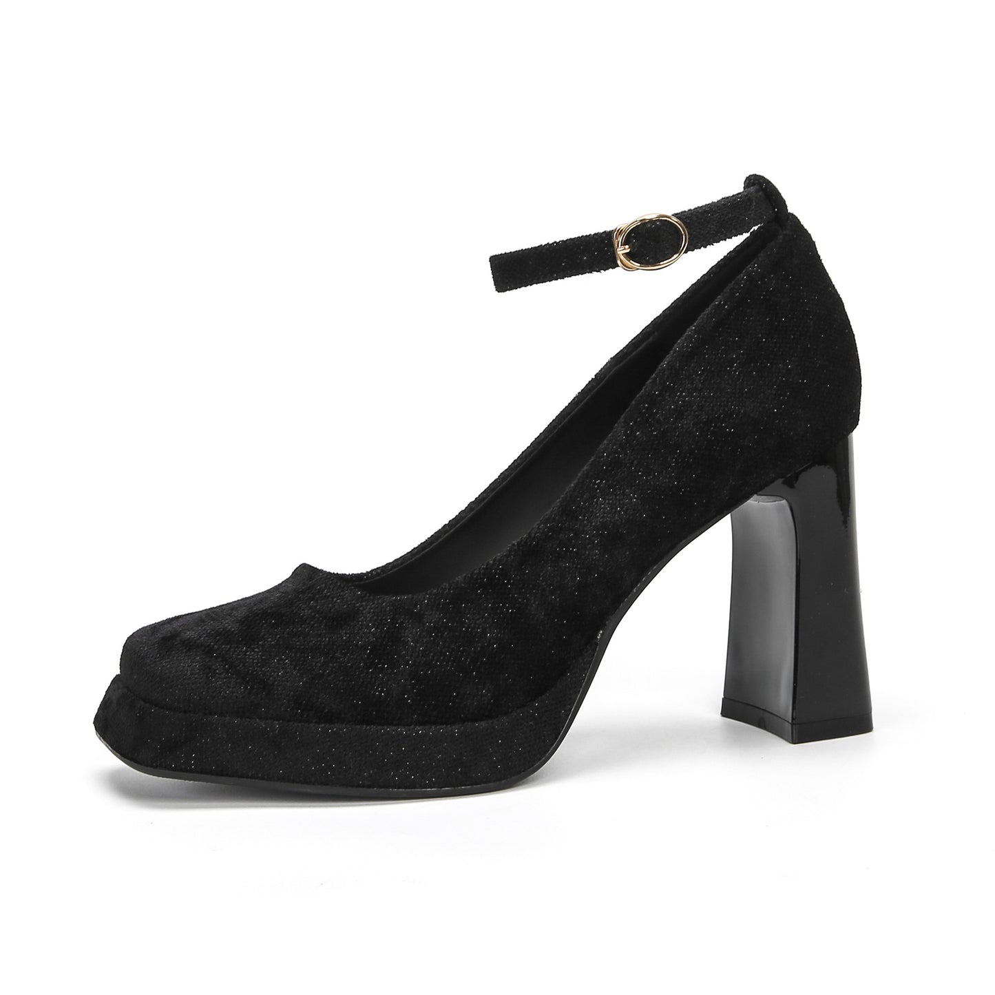 2025 8126-6 one-word square head thick heel Mary Jane shoes female Korean version fairy wind suede high heels waterproof table single shoes