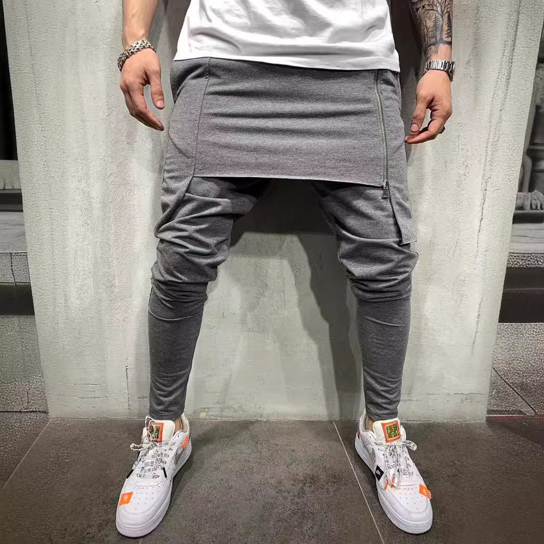 maoxiangshop-shop picture day outfit New Men's Slim-Fit Personality Casual Two-Layer Sports Trousers Men