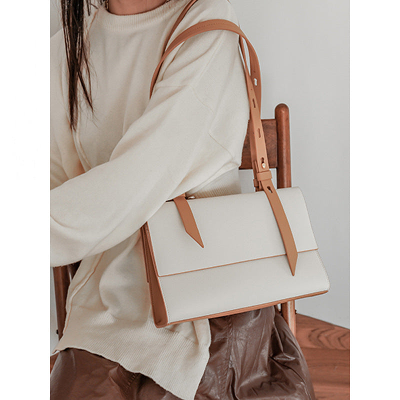 2025 Leather niche design commuter women's large-capacity tote bag shoulder underarm bag new wedding bag trendy simple and versatile
