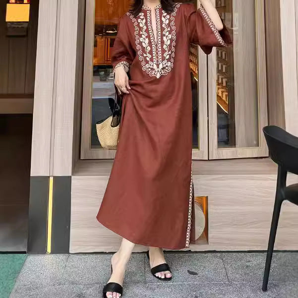 2025 Early Autumn Hepburn Elegant Loose Niche Design Retro Printed Dress Femininity Muse Fan Yujie