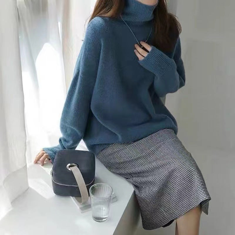 maoxiangshop fall outfits 2024 Knitwear Women's Turtleneck Pullover Women's New Loose Lazy Style Slimming Solid Color Bottoming Shirt Top Women's
