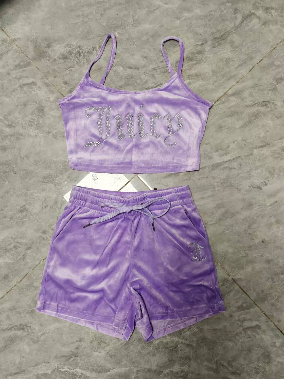 maoxiangshopJuicy Apple Velvet 2 Piece Set Women Outfits Sexy Fashion Tube Crop Top Drawstring Shorts Set Loose Summer Clothes Y2k Tracksuit