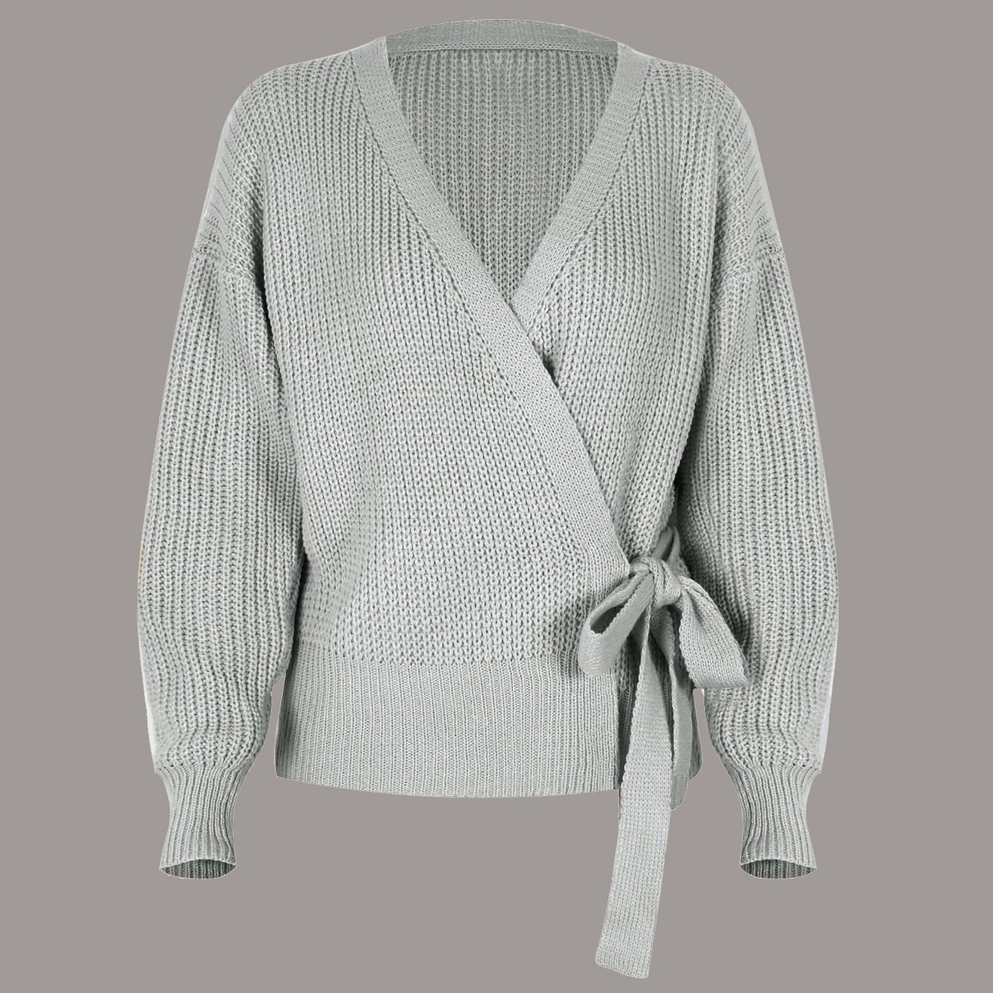 maoxiangshop 2000s fashion Autumn and Winter Casual V-neck Lace-up Knotted Sweater Sweater Women's Clothing