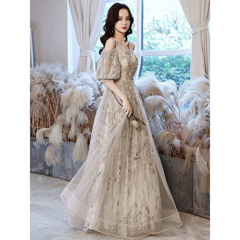 Evening dress women new high-end banquet temperament long fairy host high-end atmosphere elegant sexy
