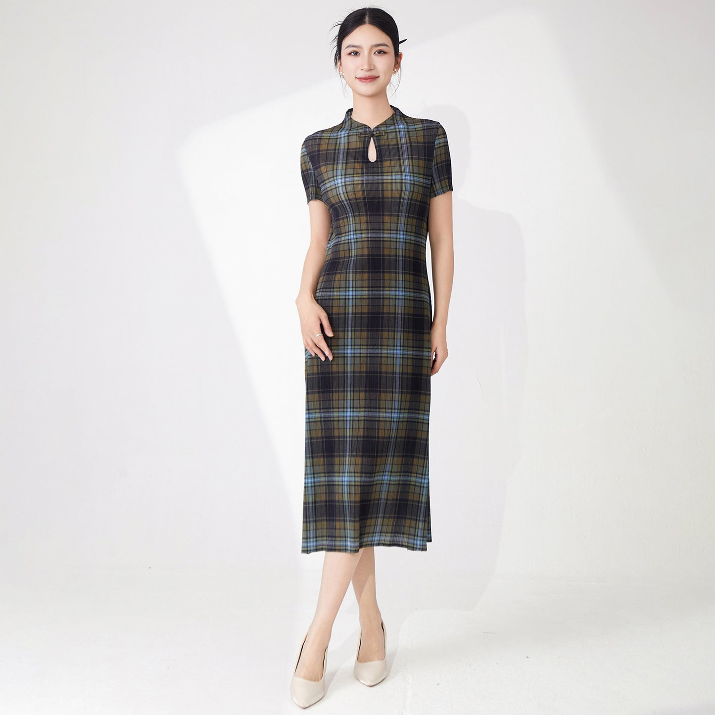Chinese style cheongsam elegant new Chinese style haute couture improved version cheongsam skirt printed split pleated dress children's summer