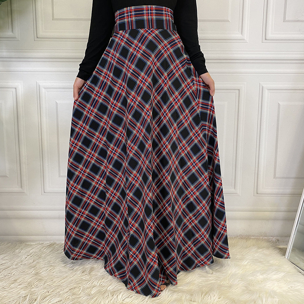 maoxiangshop outfit inspo fall Fashion Casual Waist Slimming Scottish Skirt