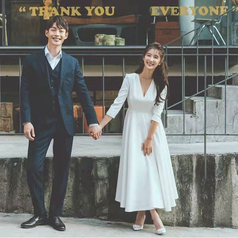 2025 Large size satin wedding dress, enlarged and fat MM new bridal travel photo light wedding dress, slim and simple and thin woman