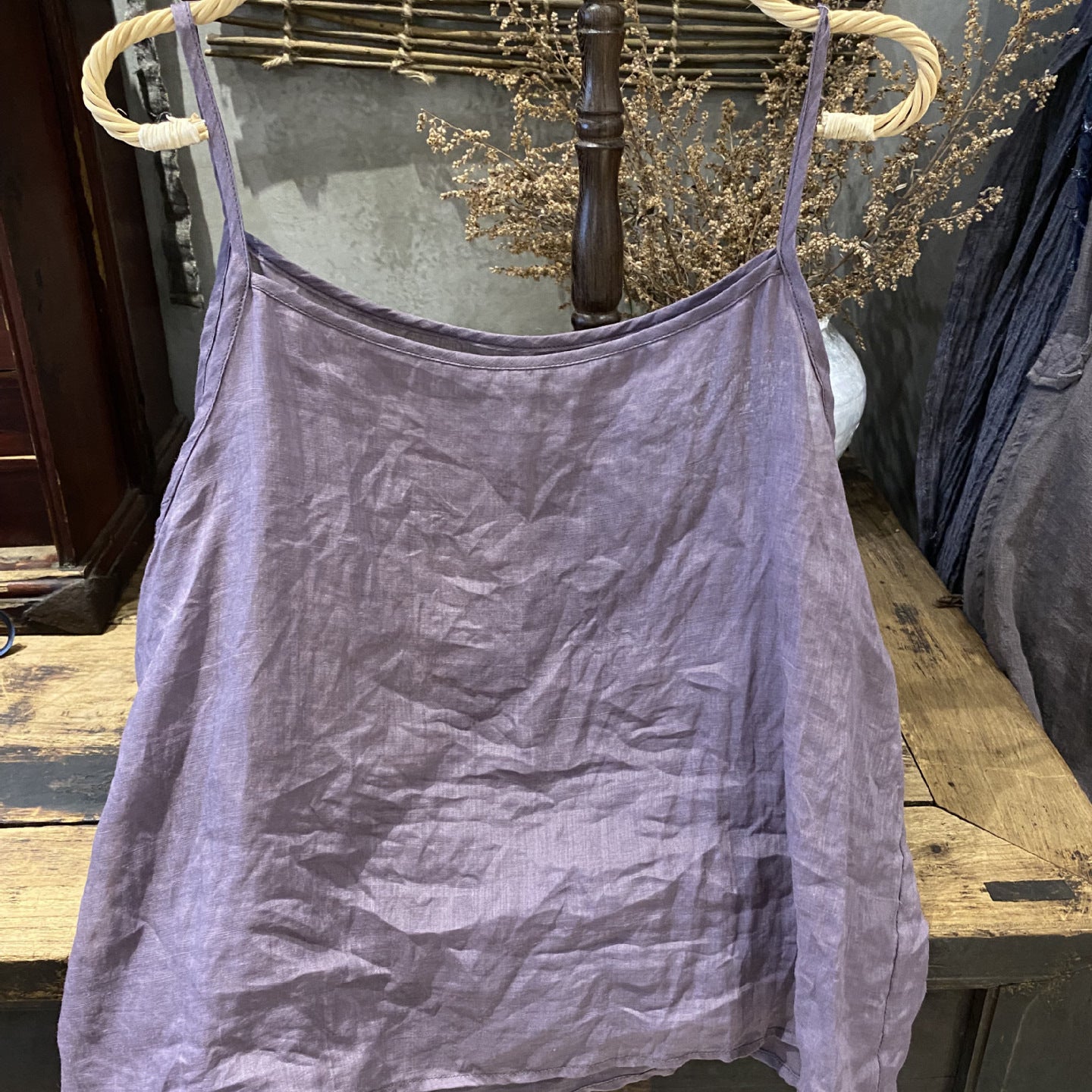 2025 22/6 small main sling, summer literary and retro ramie light and thin inner with short multi-color sling