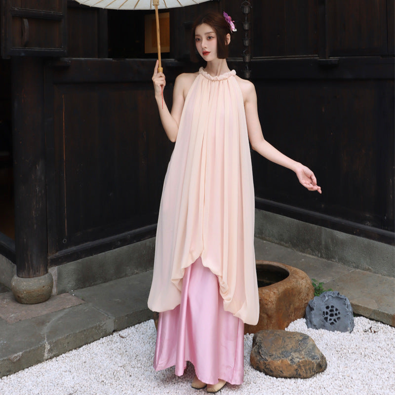 2025 New Chinese style national style neck dress summer high sense temperament fairy dress seaside photo beautiful holiday dress