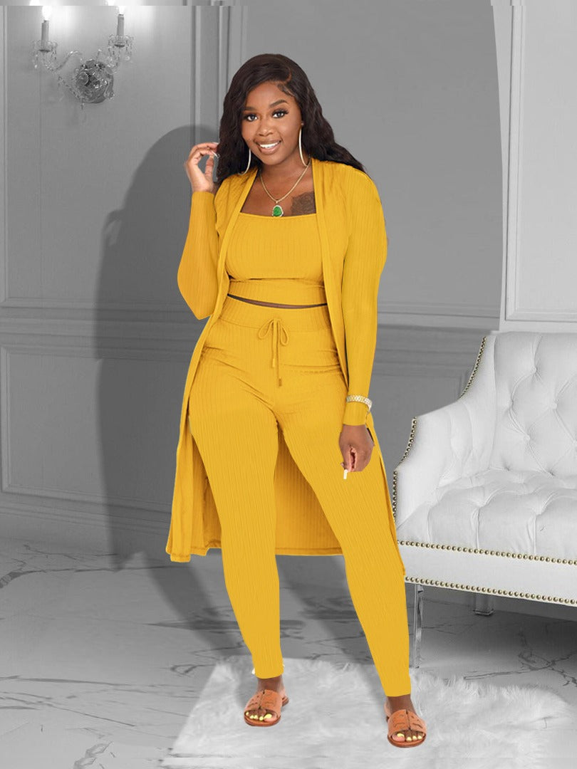 maoxiangshop Women's Solid Color Three-piece Suit