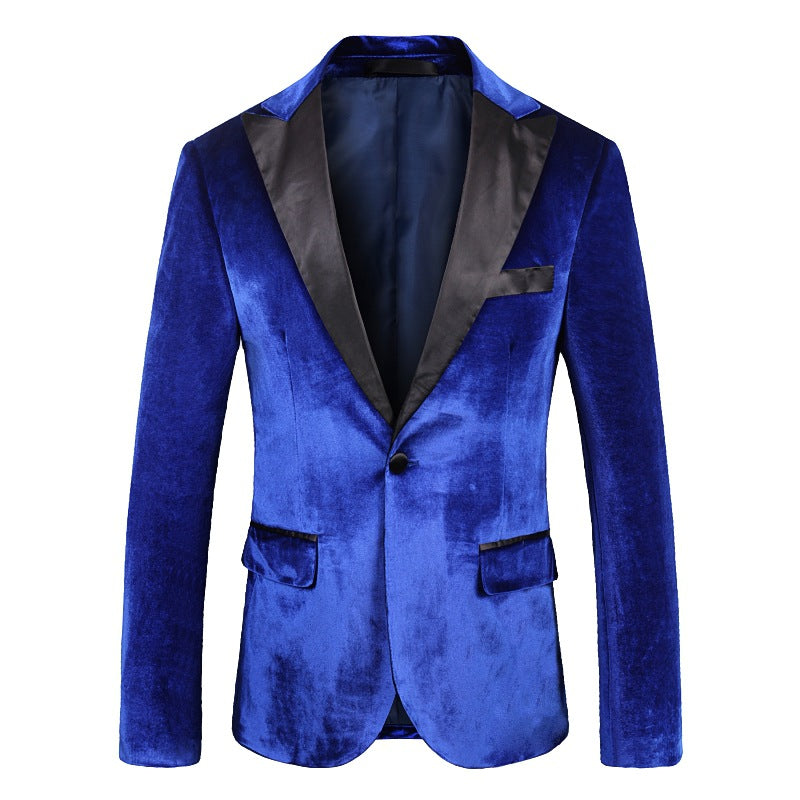 maoxiangshop New Style Black Velvet Blazer Groomsmen Peak Lapel Wedding Groom Tuxedos Men Suits Wedding/Prom/Dinner Best
