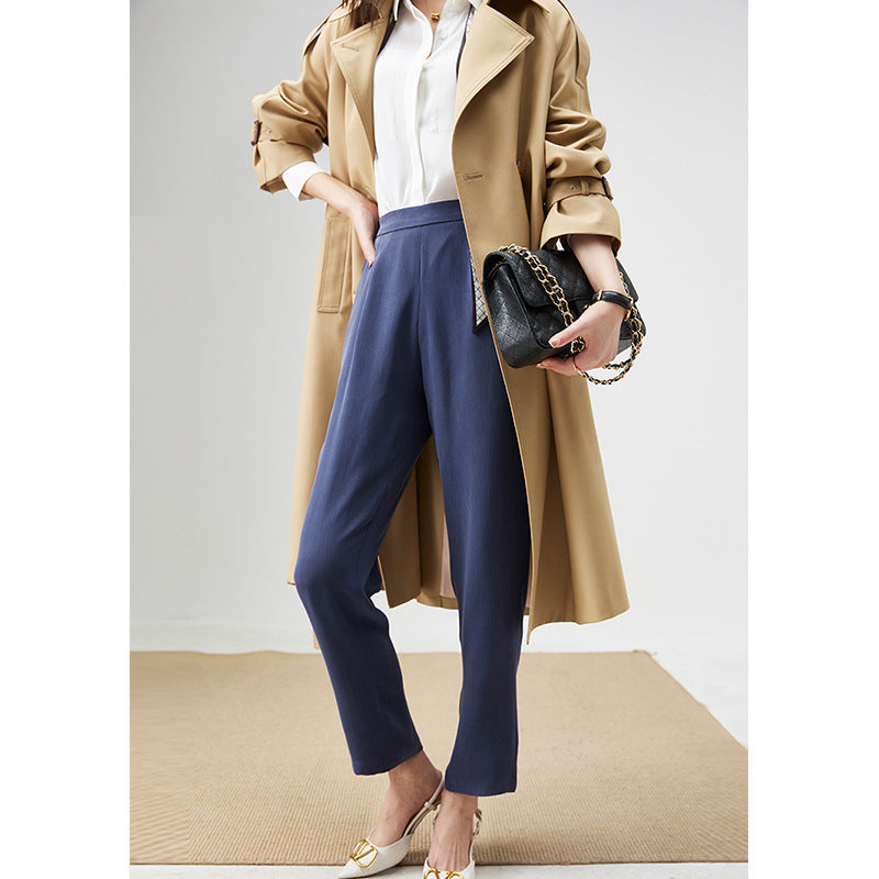 2025 Heavy 32 mmi silk! Drape straight-leg pants, casual nine-point pants spring workplace commute blue