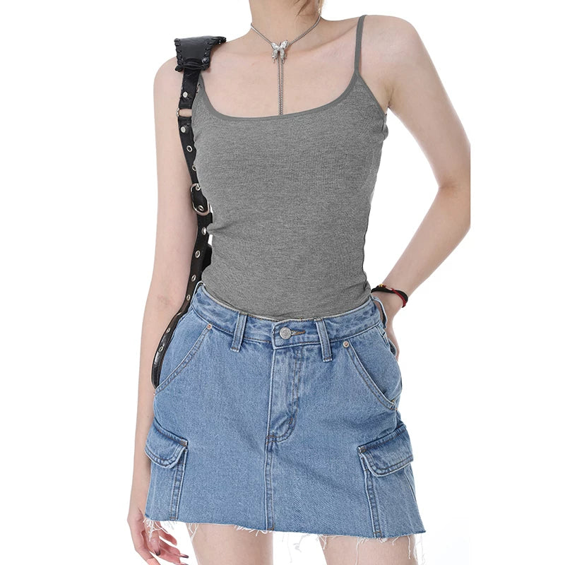 2025n Spice Girl Fashion Suspender Vest Women's Summer Short Wear Show Figure Sexy Small Wear