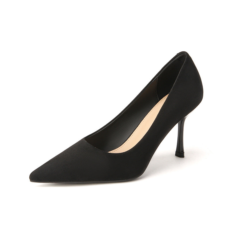 2025 811-A Sexy black high heels women's thin heels pointed single shoes women's 2025 new shallow bridesmaid banquet shoes