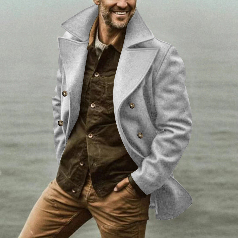 maoxiangshop-shop men’s fashion Spring and Autumn Men's Trench Coat Mid-Length Lapel Hooded Composite Space Cotton Double-Breasted Casual Trench Coat