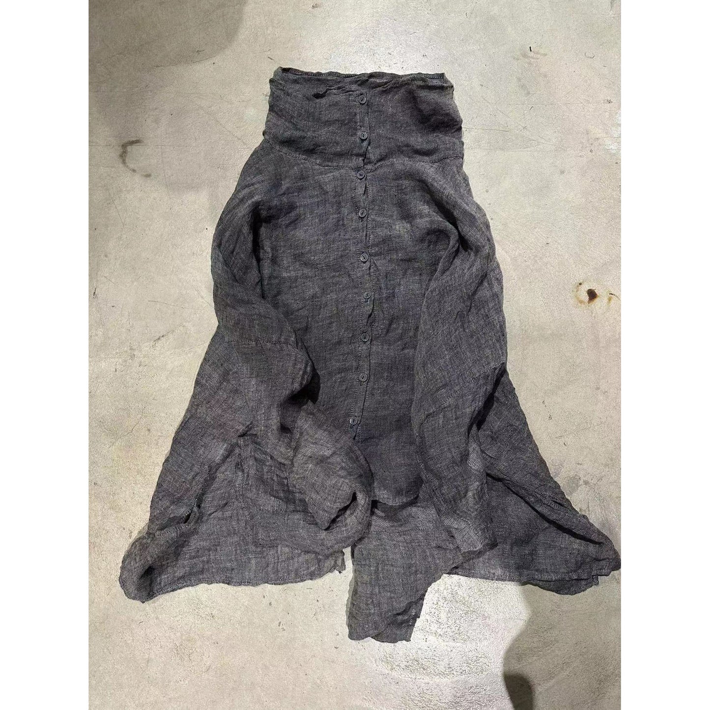 2025 23/11 Xiaochun, loose and versatile solid color yarn-dyed linen semi-turtleneck cardigan pullover bottoming shirt