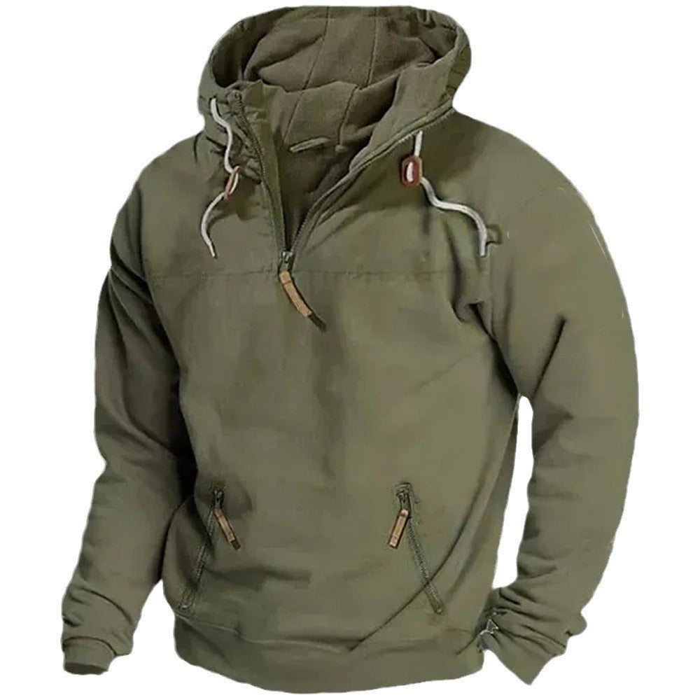 maoxiangshop-shop birkenstock clogs outfit fall Autumn and Winter New Men's Hooded Solid Color Sweater Youth Sports Casual Loose Solid Color Sweater Jacket