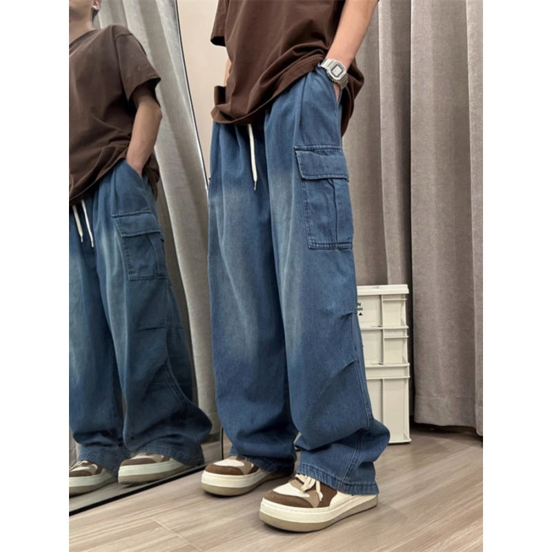 maoxiangshop-shop summer outfits men Jinbukang Japanese Cityboy Denim Pants Men's Spring and Autumn plus Size Overalls Ins Trendy High Street Ruan Handsome Loose
