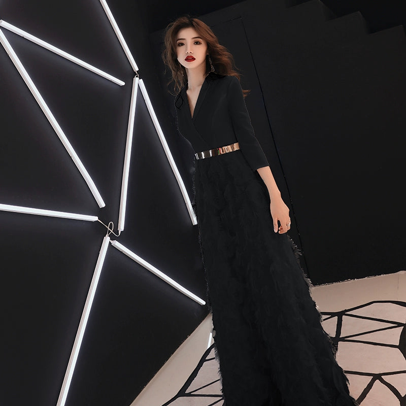 White high-end banquet evening dress dress women's simple, generous and noble long high-end textured temperament celebrity dress