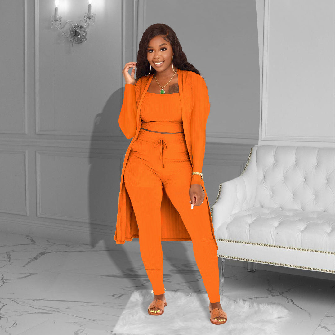 maoxiangshop Women's Solid Color Three-piece Suit
