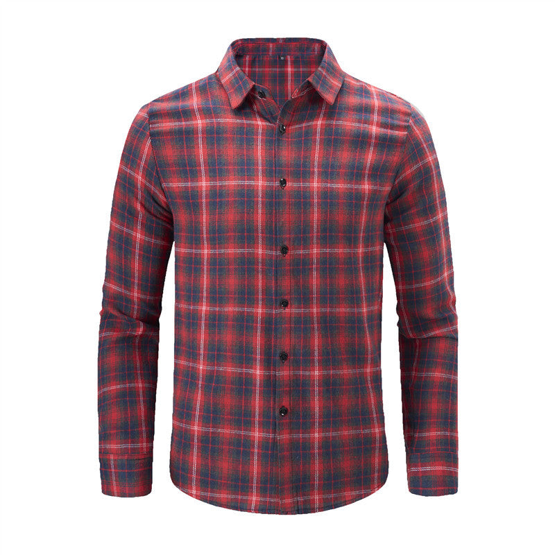 maoxiangshop-shop fall outfits men New Men's Plaid Shirt American Casual Loose plus Size Trendy Fashion Casual Long Sleeve Shirt Men