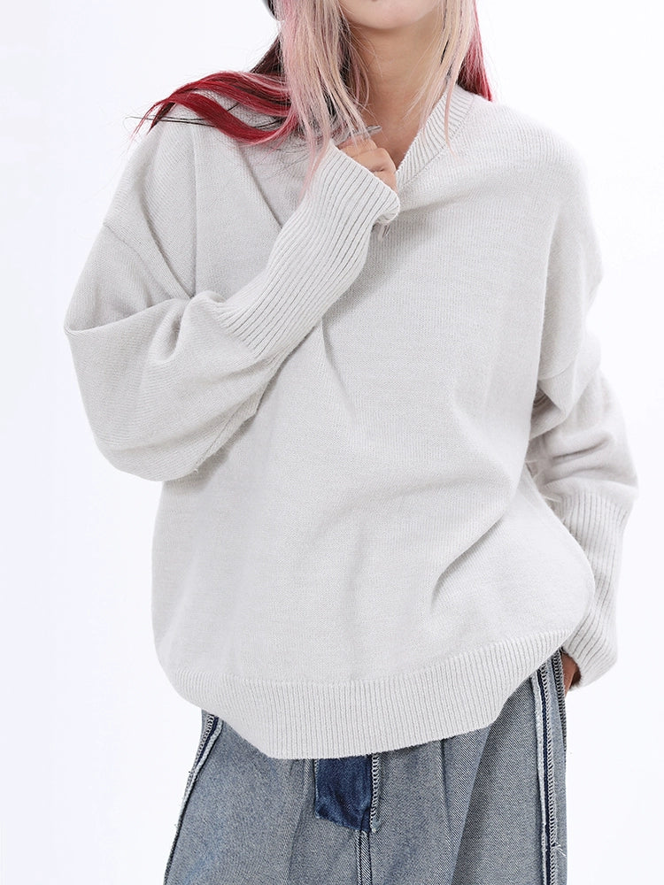 's new Chinese-style bundle windproof design sense long-sleeved sweater autumn and winter new solid-color versatile bottoming top women