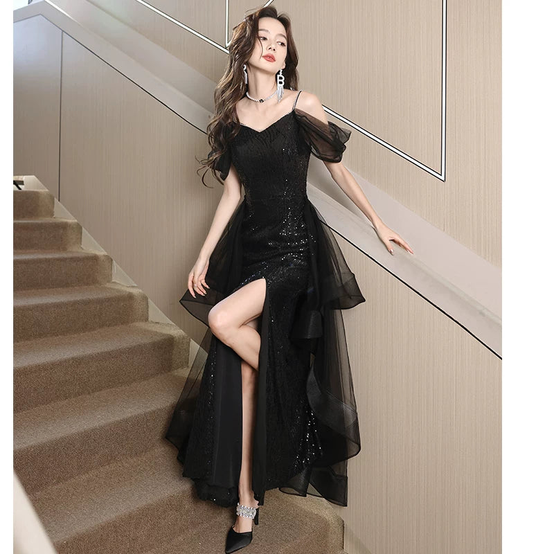 Evening dress high-end atmosphere high-grade women's new light luxury niche socialite high-end sense shining fishtail skirt autumn