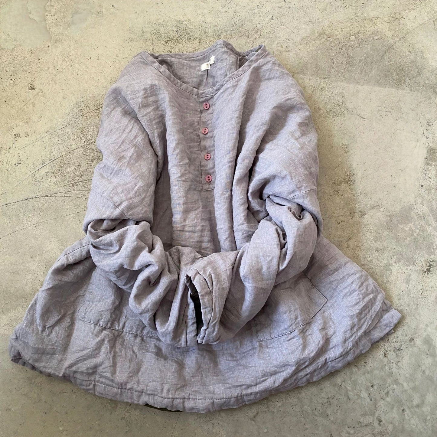 2025 24/12 SN111 autumn and winter leisure literary and artistic versatile button-up solid color linen jumper