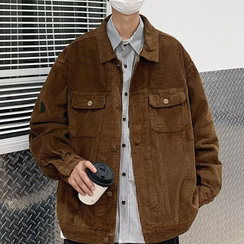 maoxiangshop-shop mens fashion Japanese Fashion Brand Workwear Multi-Pocket Corduroy Jacket Men's Casual Loose All-Match Trendy Autumn and Winter New Coat
