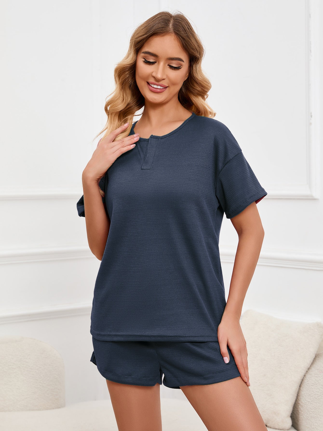 MAOXIANGSHOP 2025Real spot, 2025 New new products, casual and comfortable loose version V-neck set, two-piece set, loungewear, pajamas, women
