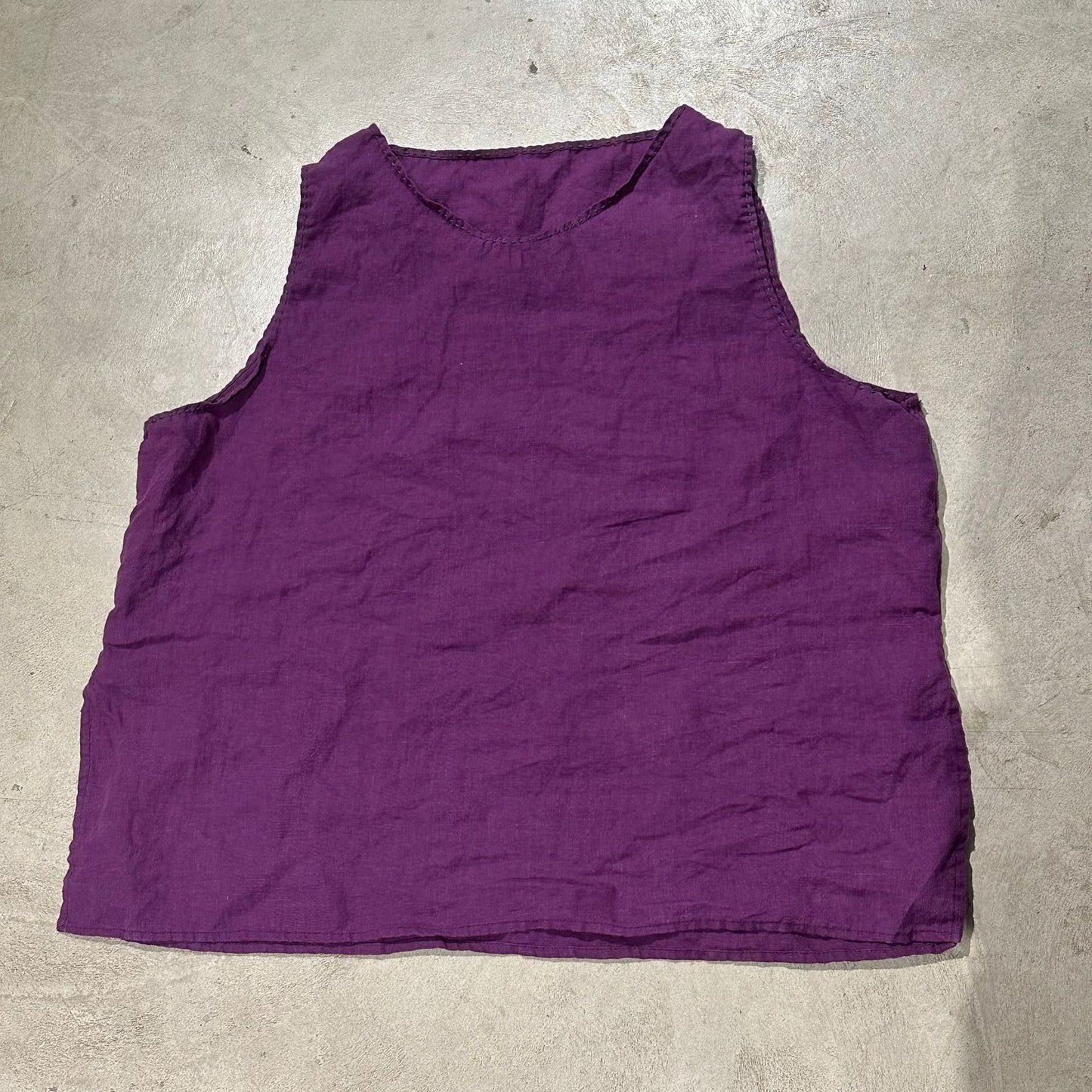 2025 24/3 SN38 simple literary sand wash solid color linen versatile round neck pullover vest
