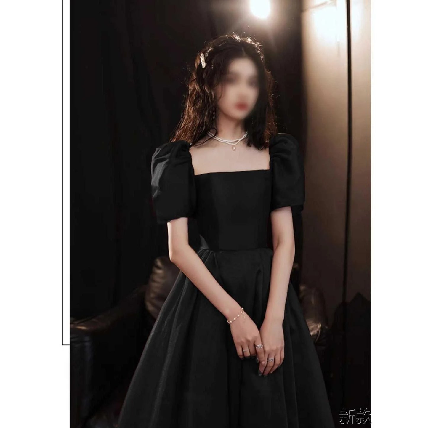 2025 Black banquet evening dress light luxury niche high-end long satin adult gift surface birthday host art test gift new model