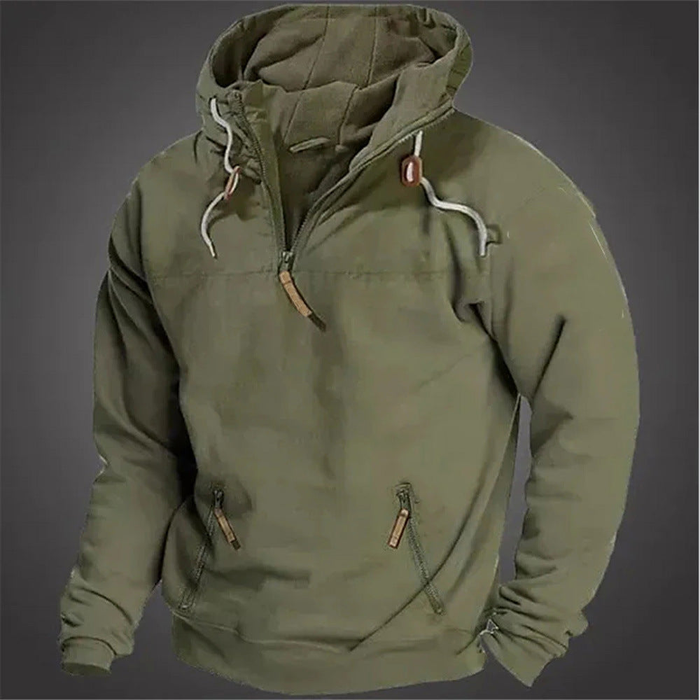 maoxiangshop-shop birkenstock clogs outfit fall Autumn and Winter New Men's Hooded Solid Color Sweater Youth Sports Casual Loose Solid Color Sweater Jacket