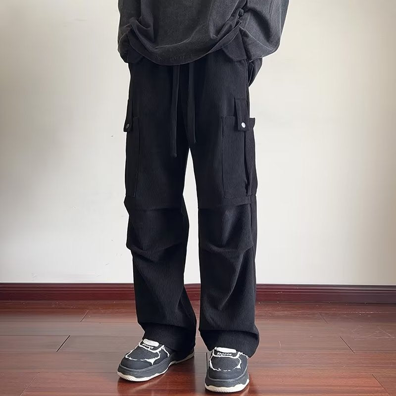 maoxiangshop-shop 90s fashion men Corduroy Overalls Men's Spring New Loose Straight Pants Trendy All-Match Wide-Leg Sports Casual Trousers