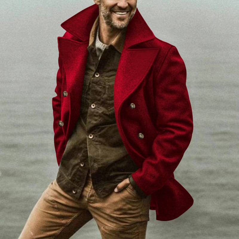 maoxiangshop-shop men’s fashion Spring and Autumn Men's Trench Coat Mid-Length Lapel Hooded Composite Space Cotton Double-Breasted Casual Trench Coat