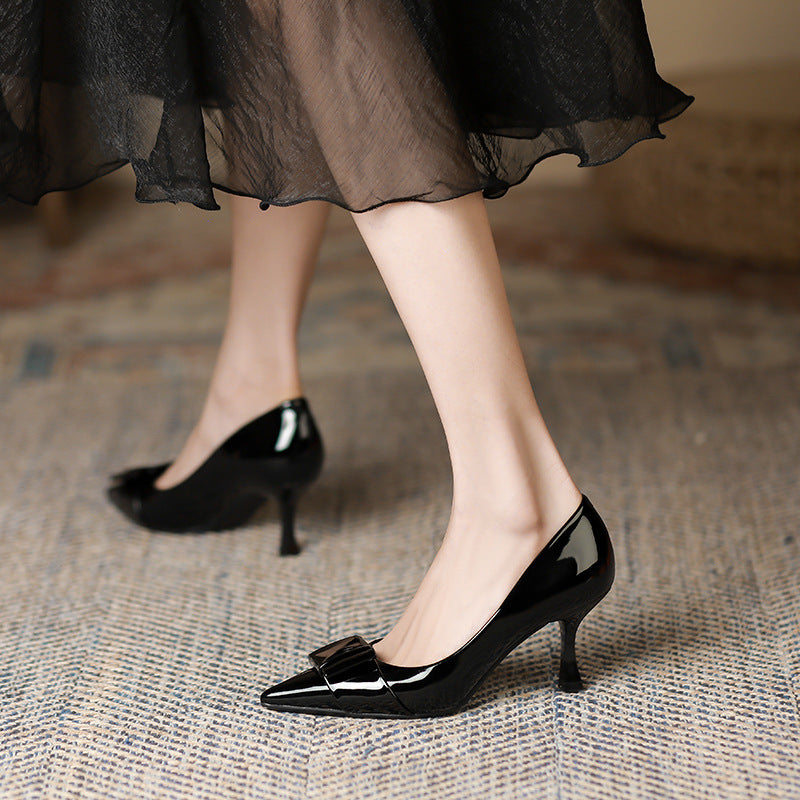 2025 7955-10 Pointed stiletto high heels women's autumn 2025 new commuter banquet work patent leather single shoes women