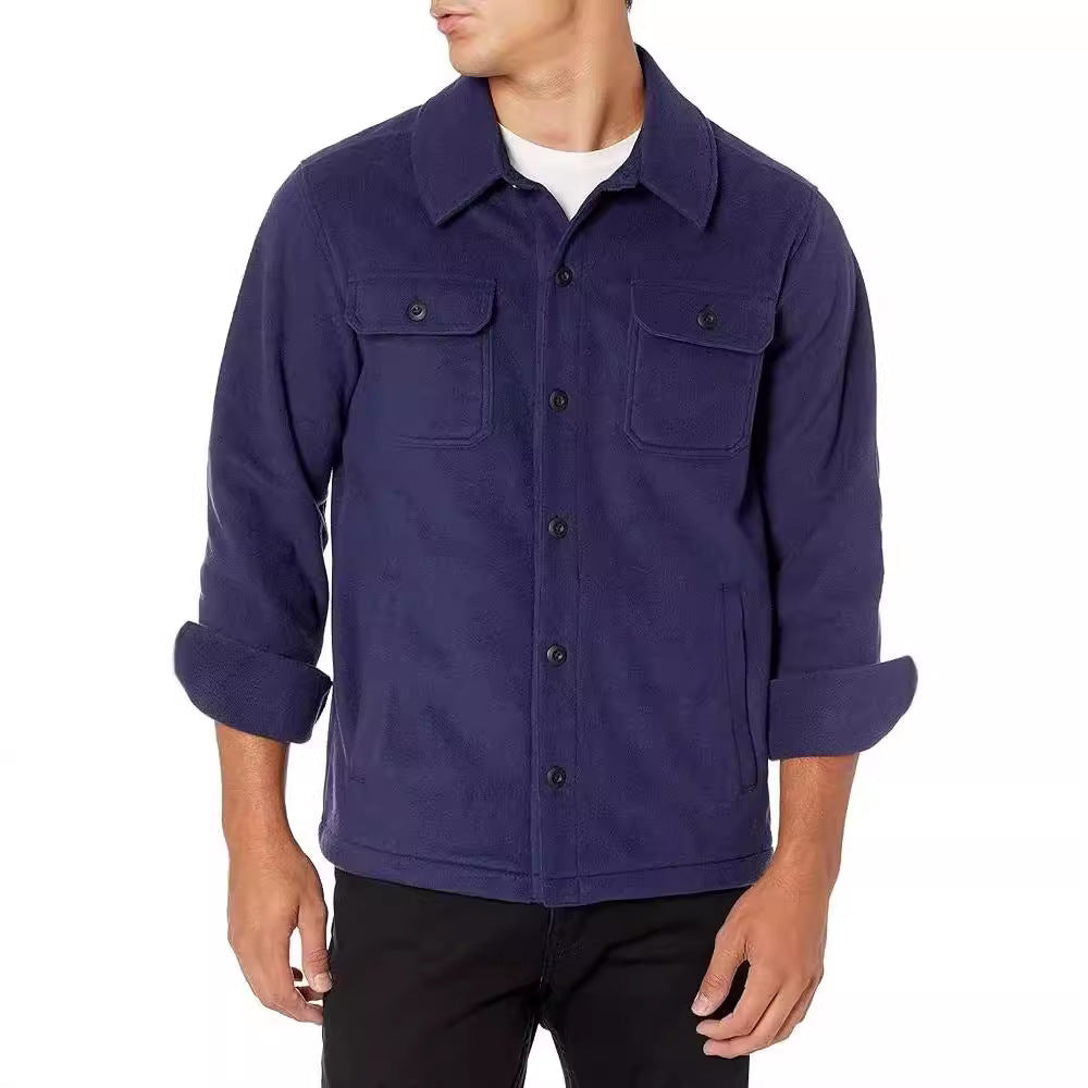 maoxiangshop-shop men fall outfits casual New Men's Long-Sleeved Button Cardigan Multi-Pocket Stand Collar Workwear Jacket Casual Fashion Men's Coat
