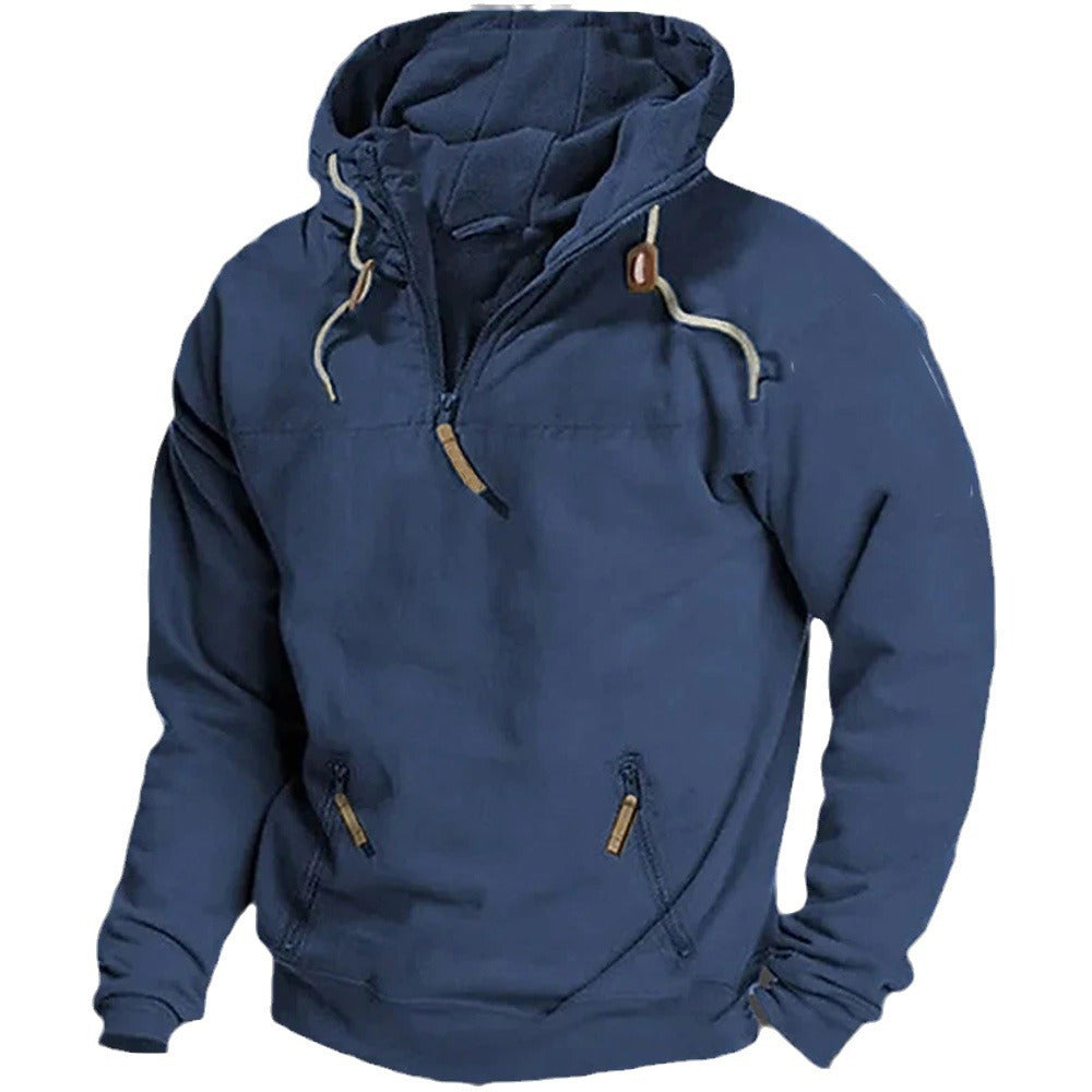maoxiangshop-shop birkenstock clogs outfit fall Autumn and Winter New Men's Hooded Solid Color Sweater Youth Sports Casual Loose Solid Color Sweater Jacket