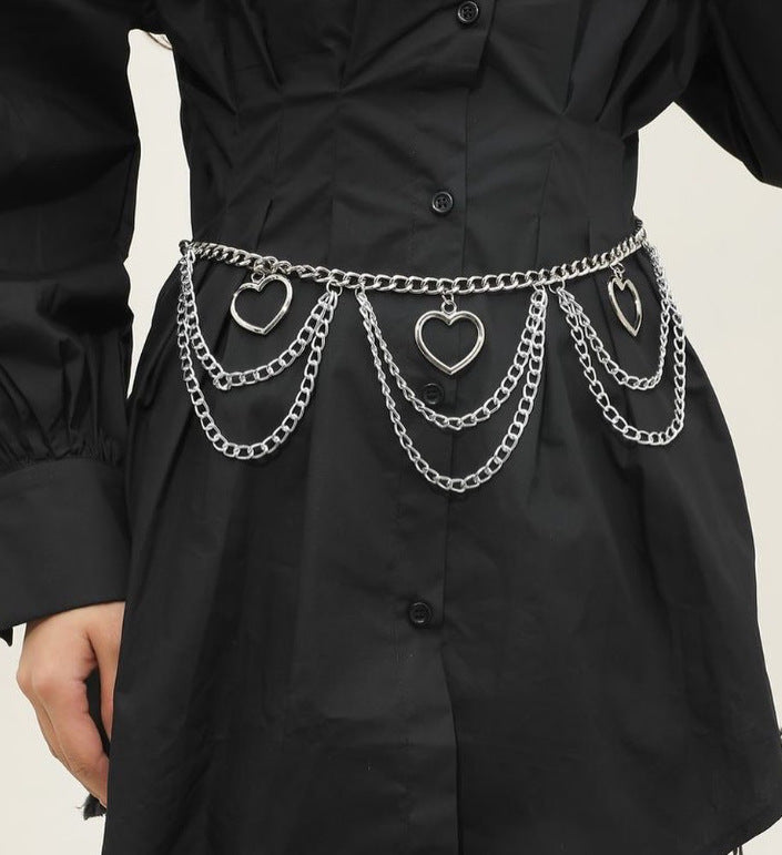 L4824Y New new waist chain metal chain love pendant wavy fringed chain fashionable versatile waist chain body chain