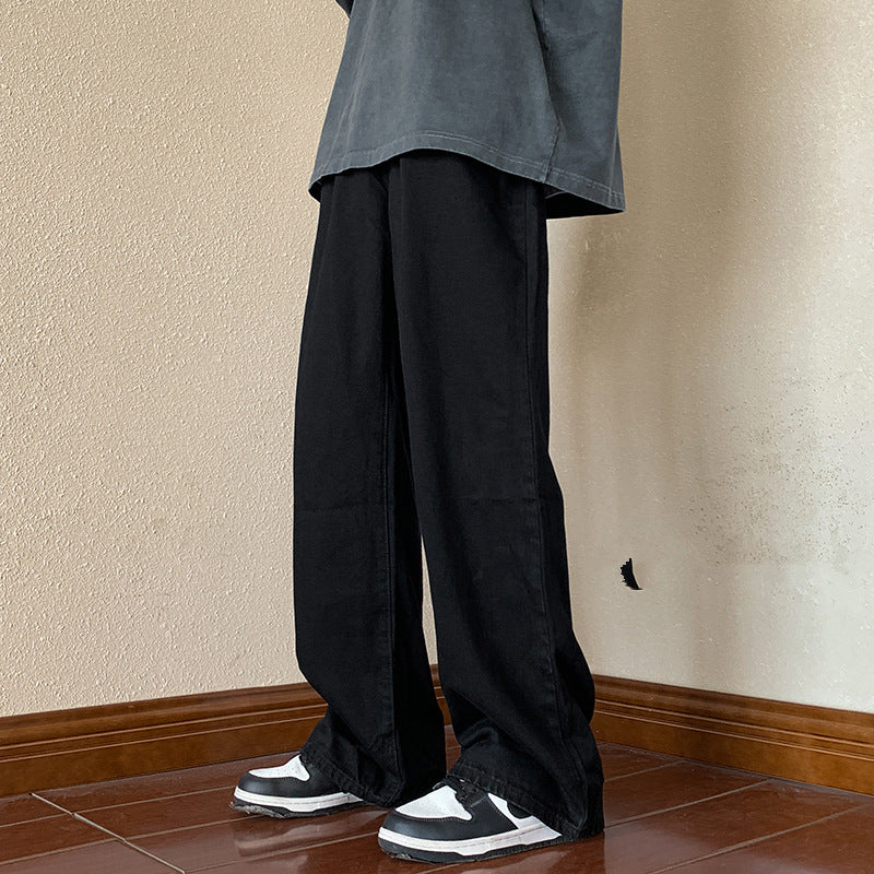maoxiangshop-shop boy outfits American Retro Vibe Pants Ins High Street Army Green Jeans Men's Loose Straight Japanese Overalls